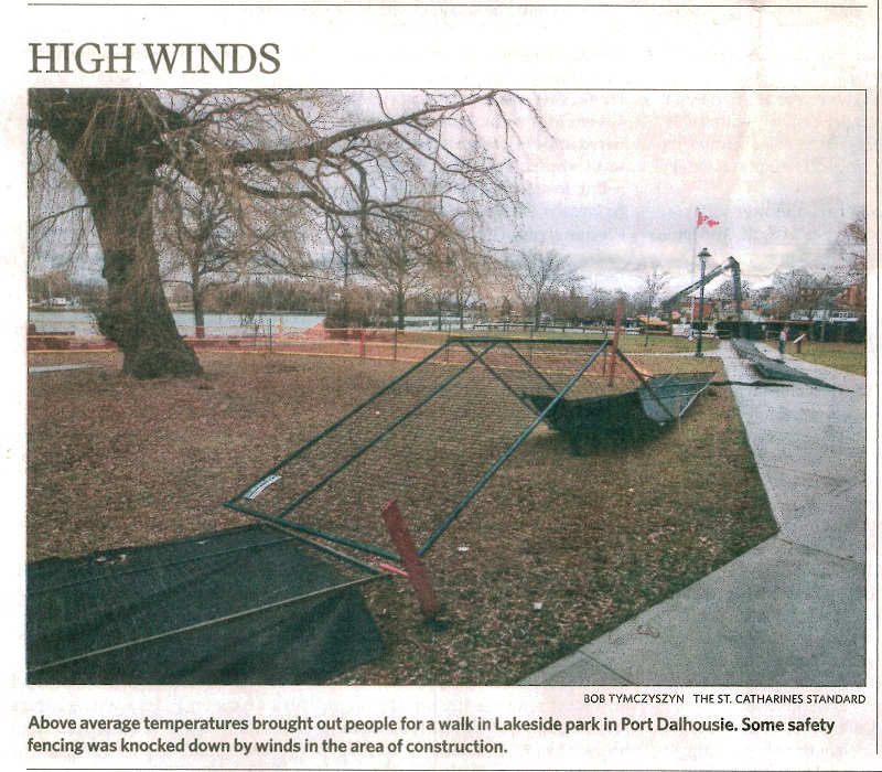 Newspaper clipping showing fallen fence