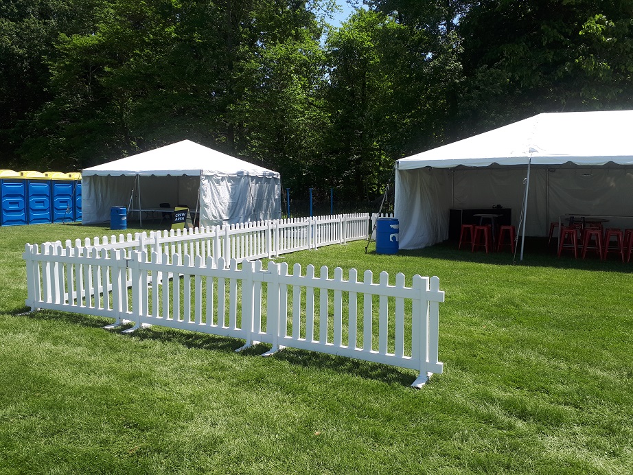 Modu-Loc's white picket fence set up at an event