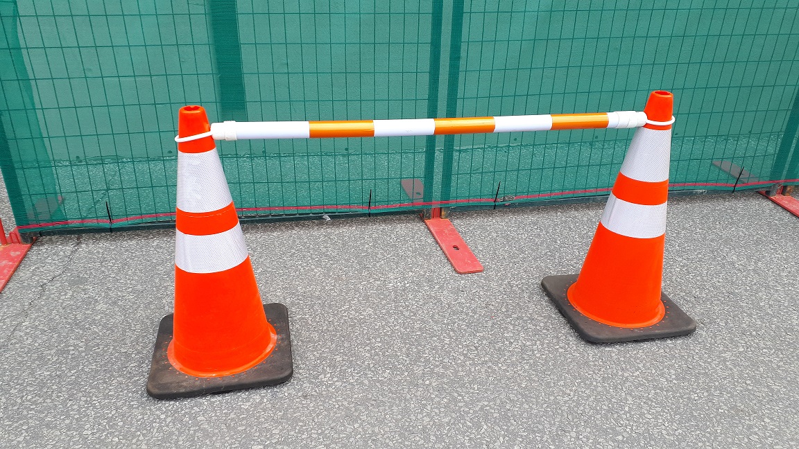 Modu-Loc's cones and cone bars form a temporary barrier