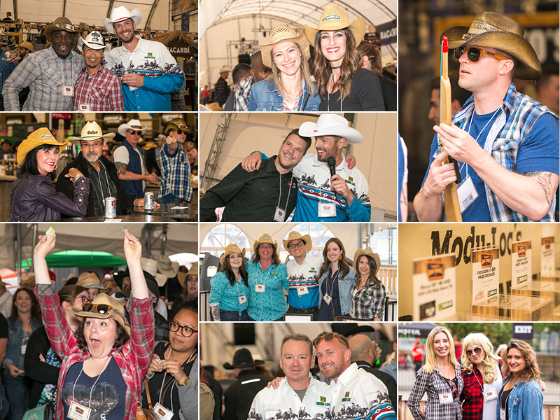 A collage of photos showing attendees at the 2019 Barn Burner event